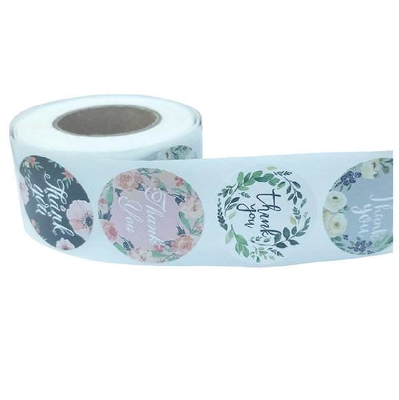 80 pcs 1" Boho Feather Flower Thank You Stickers - Picture 3 of 6